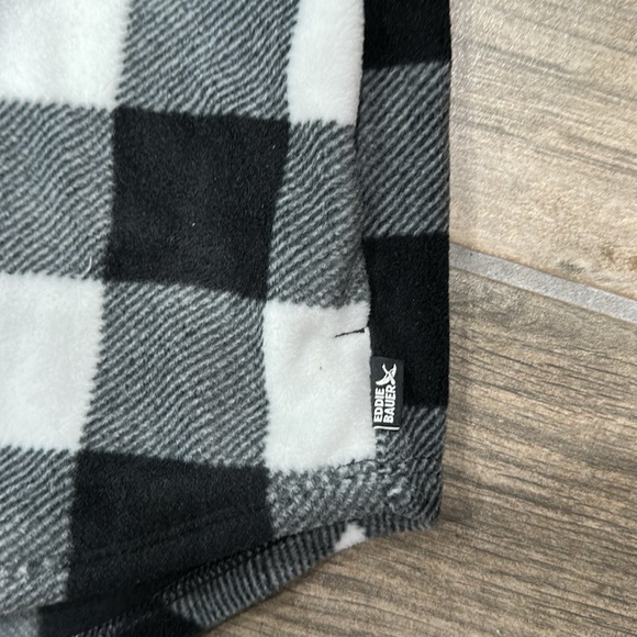 Eddie Bauer NWT button front fleece shirt black and white womens size large - Picture 6 of 9